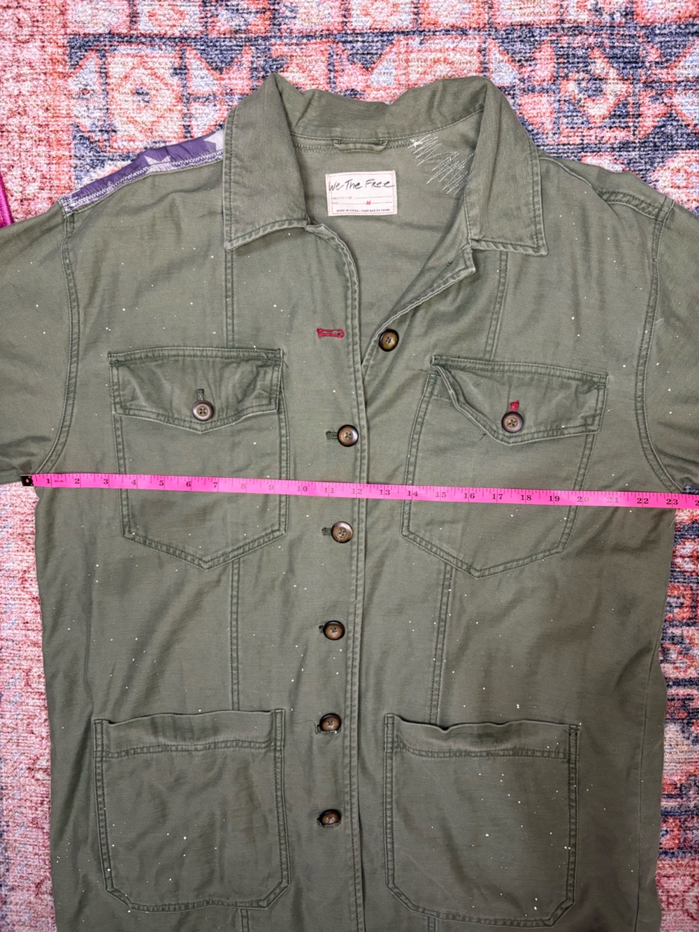 Free People We The Free Patriotic Spruce USA Patchwork Military Jacket oversized - Picture 16 of 16